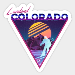 Retro Vaporwave Ski Mountain | Loveland Colorado | Shirts, Stickers, and More! Sticker